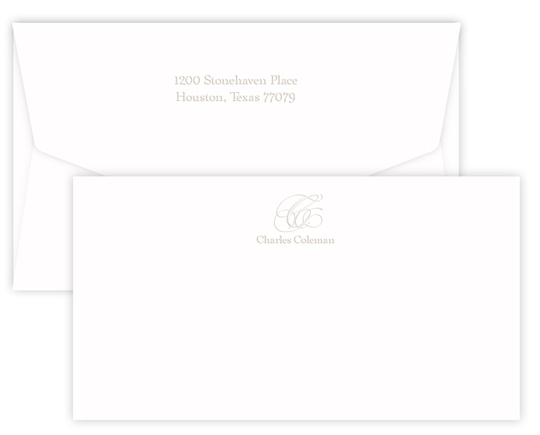 Triple Thick Capital Wide Flat Note Cards - Embossed